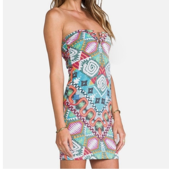 Mara Hoffman Swim V-Wire Mini Dress Strapless Tie Back Cover-Up Astrodreamer S - Picture 10 of 16